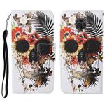 For Xiaomi Redmi Note 9 Pro Colored Drawing Pattern Horizontal Flip Leather Case with Holder & Card Slots & Wallet & Lanyard(Flower Skull)