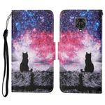 For Xiaomi Redmi Note 9 Pro Colored Drawing Pattern Horizontal Flip Leather Case with Holder & Card Slots & Wallet & Lanyard(Starry Cat)