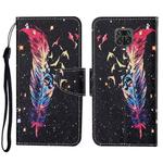 For Xiaomi Redmi Note 9 Pro Colored Drawing Pattern Horizontal Flip Leather Case with Holder & Card Slots & Wallet & Lanyard(Feather)