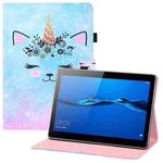 For Huawei MediaPad M3 Lite 10 Colored Drawing Horizontal Flip PU Leather Case with Holder & Card Slots & Wallet & Sleep / Wake-up Function(Smiley Cat)