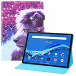 For Lenovo Tab M10 TB-X306F Colored Drawing Horizontal Flip PU Leather Case with Holder & Card Slots & Wallet & Sleep / Wake-up Function(Lion)