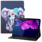 For Lenovo Tab P11 Pro (TB-XJ706F) Colored Drawing Horizontal Flip PU Leather Case with Holder & Card Slots & Wallet & Sleep / Wake-up Function(Mask Elephant)