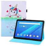 For Lenovo Tab 4 10 Plus Colored Drawing Horizontal Flip PU Leather Case with Holder & Card Slots & Wallet & Sleep / Wake-up Function(Loving Unicorn)
