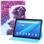 For Lenovo Tab 4 10 Plus Colored Drawing Horizontal Flip PU Leather Case with Holder & Card Slots & Wallet & Sleep / Wake-up Function(Lion)