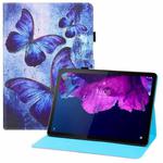 For Lenovo Tab P11 (Tab-J606F) Colored Drawing Horizontal Flip PU Leather Case with Holder & Card Slots & Wallet & Sleep / Wake-up Function(Blue Butterflies)