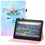 For Amazon Kindle Fire HD7 Colored Drawing Horizontal Flip PU Leather Case with Holder & Card Slots & Wallet & Sleep / Wake-up Function(Smiley Cat)
