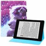 For Amazon Kindle Paperwhite (2019) Colored Drawing Horizontal Flip PU Leather Case with Holder & Card Slots & Wallet & Sleep / Wake-up Function(Lion)
