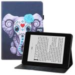 For Amazon Kindle Paperwhite (2019) Colored Drawing Horizontal Flip PU Leather Case with Holder & Card Slots & Wallet & Sleep / Wake-up Function(Mask Elephant)