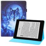 For Amazon Kindle Paperwhite 4 / 3 / 2 / 1 Colored Drawing Horizontal Flip PU Leather Case with Holder & Card Slots & Wallet & Sleep / Wake-up Function(Moon Wolf)
