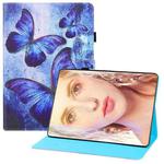For Samsung Galaxy Tab A7 (2020) T500 Colored Drawing Horizontal Flip PU Leather Case with Holder & Card Slots & Wallet & Sleep / Wake-up Function(Blue Butterflies)