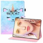 For Samsung Galaxy Tab A7 (2020) T500 Colored Drawing Horizontal Flip PU Leather Case with Holder & Card Slots & Wallet & Sleep / Wake-up Function(Smiley Cat)