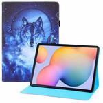 For Samsung Galaxy Tab S6 Lite P610 Colored Drawing Horizontal Flip PU Leather Case with Holder & Card Slots & Wallet & Sleep / Wake-up Function(Moon Wolf)