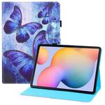 For Samsung Galaxy Tab S6 Lite P610 Colored Drawing Horizontal Flip PU Leather Case with Holder & Card Slots & Wallet & Sleep / Wake-up Function(Blue Butterflies)