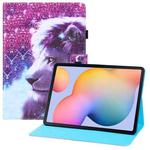 For Samsung Galaxy Tab S6 Lite P610 Colored Drawing Horizontal Flip PU Leather Case with Holder & Card Slots & Wallet & Sleep / Wake-up Function(Lion)