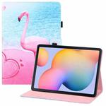 For Samsung Galaxy Tab S6 Lite P610 Colored Drawing Horizontal Flip PU Leather Case with Holder & Card Slots & Wallet & Sleep / Wake-up Function(Flamingo)