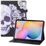 For Samsung Galaxy Tab S6 Lite P610 Colored Drawing Horizontal Flip PU Leather Case with Holder & Card Slots & Wallet & Sleep / Wake-up Function(Flower Skull)