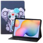 For Samsung Galaxy Tab S6 Lite P610 Colored Drawing Horizontal Flip PU Leather Case with Holder & Card Slots & Wallet & Sleep / Wake-up Function(Mask Elephant)