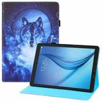 For Samsung Galaxy Tab E 9.6 T560 Colored Drawing Horizontal Flip PU Leather Case with Holder & Card Slots & Wallet & Sleep / Wake-up Function(Moon Wolf)