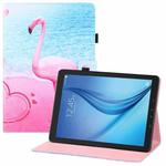 For Samsung Galaxy Tab E 9.6 T560 Colored Drawing Horizontal Flip PU Leather Case with Holder & Card Slots & Wallet & Sleep / Wake-up Function(Flamingo)