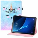 For Samsung Galaxy Tab A 10.1 (2016) T580 Colored Drawing Horizontal Flip PU Leather Case with Holder & Card Slots & Wallet & Sleep / Wake-up Function(Smiley Cat)