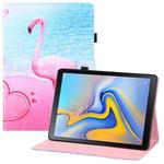 For Samsung Galaxy Tab A 10.5 T590 T595 Colored Drawing Horizontal Flip PU Leather Case with Holder & Card Slots & Wallet & Sleep / Wake-up Function(Flamingo)