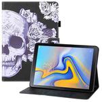 For Samsung Galaxy Tab A 10.5 T590 T595 Colored Drawing Horizontal Flip PU Leather Case with Holder & Card Slots & Wallet & Sleep / Wake-up Function(Flower Skull)