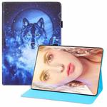 For Samsung Galaxy Tab S8+ / Tab S8 Plus /  Tab S7 FE / Tab S7+ T970 Colored Drawing Horizontal Flip PU Leather Case with Holder & Card Slots & Wallet & Sleep / Wake-up Function(Moon Wolf)