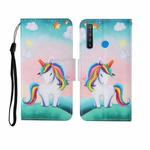 For OPPO Realme 5 Painted Pattern Horizontal Flip Leathe Case(Rainbow Unicorn)