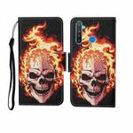 For OPPO Realme 5 Painted Pattern Horizontal Flip Leathe Case(Flame Skull)