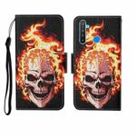 For OPPO Realme 5 Pro Painted Pattern Horizontal Flip Leathe Case(Flame Skull)