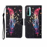 For OPPO Reno3 Painted Pattern Horizontal Flip Leathe Case(Feather)