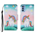 For OPPO Reno4 Painted Pattern Horizontal Flip Leathe Case(Rainbow Unicorn)