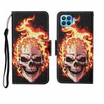 For OPPO F17 Pro Painted Pattern Horizontal Flip Leathe Case(Flame Skull)