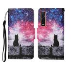 For OPPO Find X2 Pro Painted Pattern Horizontal Flip Leathe Case(Starry Cat)