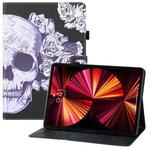 Colored Drawing Horizontal Flip PU Leather Case with Holder & Card Slots & Wallet & Sleep / Wake-up Function For iPad Pro 11(2018) / Pro 11(2020) / Air 10.9(2020)(Flower Skull)