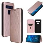 For TCL 10 5G UW(US Version) Carbon Fiber Texture Horizontal Flip TPU + PC + PU Leather Case with Card Slot(Pink)