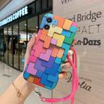 For iPhone 11 3D Cube IMD Shockproof Protective Case with Lanyard (Irregular)
