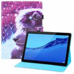 For Huawei MediaPad M5 lite 10.1 Colored Drawing Horizontal Flip PU Leather Case with Holder & Card Slots & Wallet(Lion)