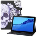 For Huawei MediaPad M5 lite 10.1 Colored Drawing Horizontal Flip PU Leather Case with Holder & Card Slots & Wallet(Flower Skull)