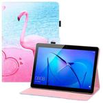 For Huawei MediaPad T3 10 Colored Drawing Horizontal Flip PU Leather Case with Holder & Card Slots & Wallet(Flamingo)