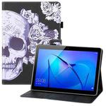 For Huawei MediaPad T3 10 Colored Drawing Horizontal Flip PU Leather Case with Holder & Card Slots & Wallet(Flower Skull)