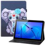 For Huawei MediaPad T3 10 Colored Drawing Horizontal Flip PU Leather Case with Holder & Card Slots & Wallet(Mask Elephant)