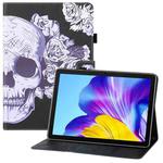 For Honor Pad 6 10.1 Colored Drawing Horizontal Flip PU Leather Case with Holder & Card Slots & Wallet(Flower Skull)