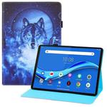 For Lenovo Tab M10 FHD Plus TB-X606F Colored Drawing Horizontal Flip PU Leather Case with Holder & Card Slots & Wallet(Moon Wolf)