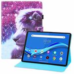 For Lenovo Tab M10 FHD Plus TB-X606F Colored Drawing Horizontal Flip PU Leather Case with Holder & Card Slots & Wallet(Lion)