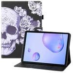 For Samsung Galaxy Tab A 8.4 2020 T307U Colored Drawing Horizontal Flip PU Leather Case with Holder & Card Slots & Wallet(Flower Skull)
