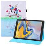 For Samsung Galaxy Tab A 8.0 (2018) T387 Colored Drawing Horizontal Flip PU Leather Case with Holder & Card Slots & Wallet(Loving Unicorn)