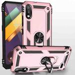 For LG K22 Shockproof TPU + PC Protective Case with 360 Degree Rotating Holder(Rose Gold)
