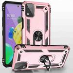 For LG K53 Shockproof TPU + PC Protective Case with 360 Degree Rotating Holder(Rose Gold)