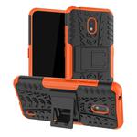 For Nokia 2.2 Tire Texture TPU + PC Shockproof Case with Holder(Orange)